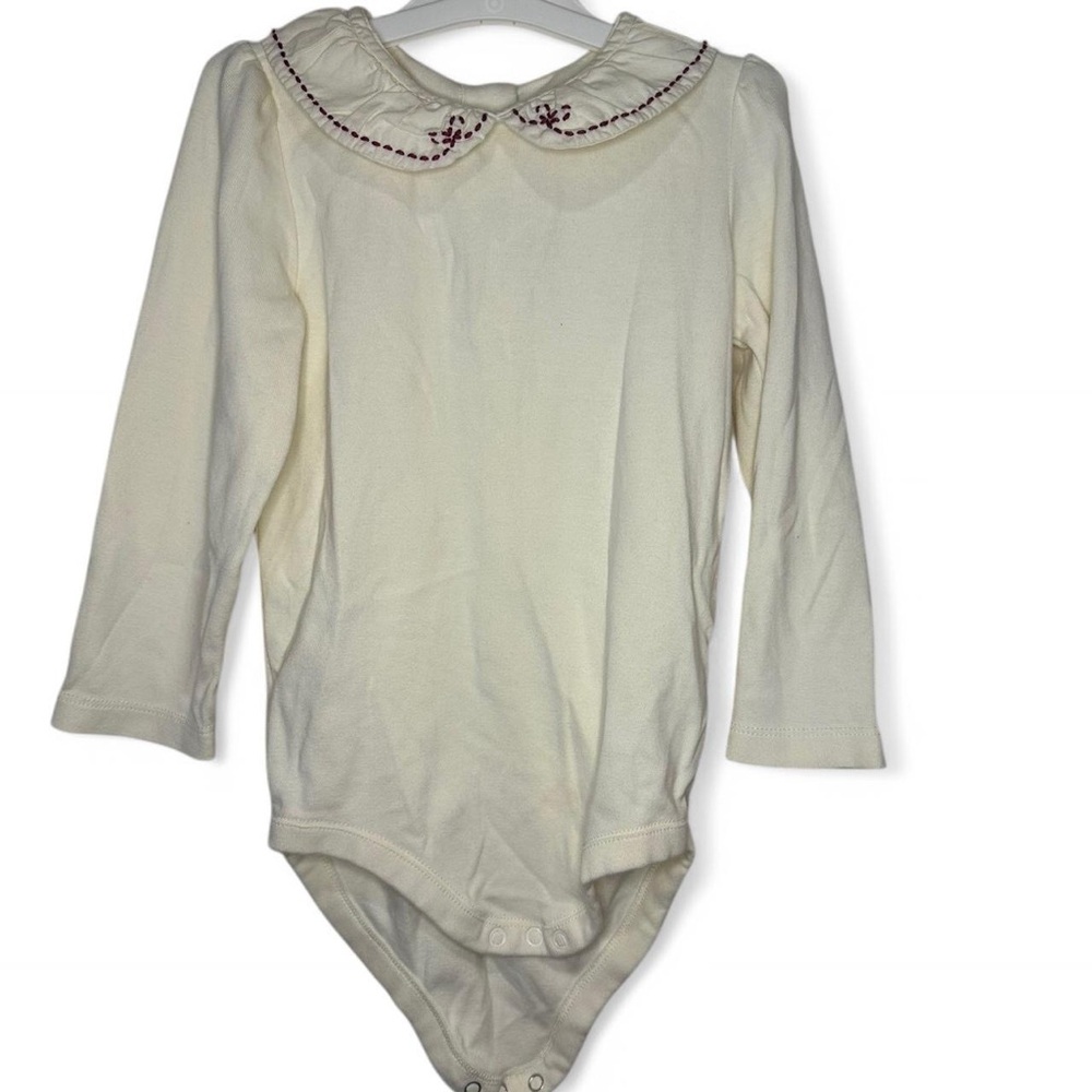 2005 Tag Gymboree Cream Onesie. Red Embroidered Peter Pan Collar. 2T